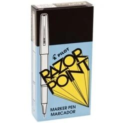 Pilot Black/black Extra Fine Razor Point Pen 0.3mm, Package Of 12