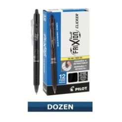 Pilot Frixion Clicker Black/black Fine Point Erasable Gel Pen .7mm, Pack Of 12
