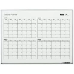 Skilcraft Quartet 4-Month Dry Erase Calendar, 48 X 36, Silver