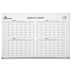 Skilcraft Quartet 4-Month Cubicle Calendar Board, 24 X 36