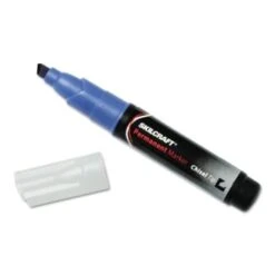 Skilcraft Large Permanent Marker, Broad Chisel Tip, Blue, Package Of 12