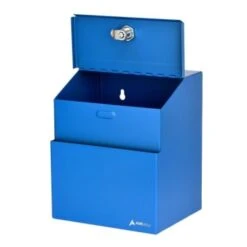 Adir Office Wall Mount Steel Locking Suggest Box Blue -Office Provisions 228538 BackView Lg