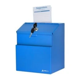 Adir Office Wall Mount Steel Locking Suggest Box Blue -Office Provisions 228538 DetailedProductView2 Lg