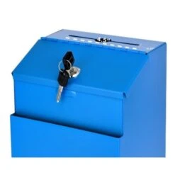 Adir Office Wall Mount Steel Locking Suggest Box Blue -Office Provisions 228538 LeftView Lg