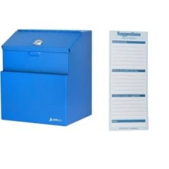 Adir Office Wall Mount Blue Steel Locking Suggest Drop Box W/suggest Cards