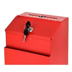 Adir Office Wall Mount Steel Locking Suggest Drop Box Red -Office Provisions 228541 LeftView Lg