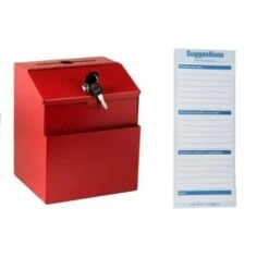 Adir Office Wall Mount Red Steel Locking Suggest Drop Box W/suggest Cards