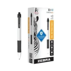 Zebra Sarasa Dry X20+ Gel Pen Retractable Fine 0.7 Mm Black Ink White -Office Provisions 229117 RightView Lg