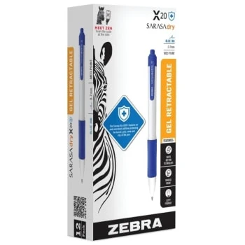 Zebra Sarasa Dry X20+ Gel Pen Fine 0.7 Mm Blue Ink White Barrel 2 Zebra Sarasa Dry X20+ Gel Pen Fine 0.7 Mm Blue Ink White Barrel - Image 2