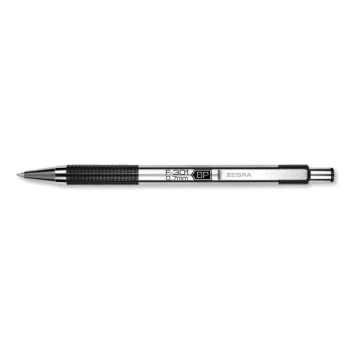 Zebra F-301 Retractable Fine 0.7 Mm Black Ink Stainless Steel/black Barrel 1 Zebra F-301 Retractable Fine 0.7 Mm Black Ink Stainless Steel/black Barrel