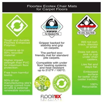 Floortex Ecotex® Enhanced Polymer Lipped Chair Mat/carpets Up To 3/8" - 48" X 60 10 Floortex Ecotex® Enhanced Polymer Lipped Chair Mat/carpets Up To 3/8" - 48" X 60 - Image 10