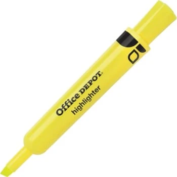Office Depot® Brand Plastic Chisel-Tip Highlighter, Yellow, Package Of 12 1 Office Depot® Brand Plastic Chisel-Tip Highlighter, Yellow, Package Of 12
