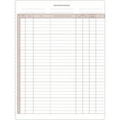Maintenance Record Ledger Form, Package Of 100